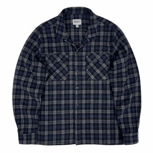 Rhythm Flannel Shirt Mens Medium Blue Check Plaid Long Sleeve Heavy Wool Blend